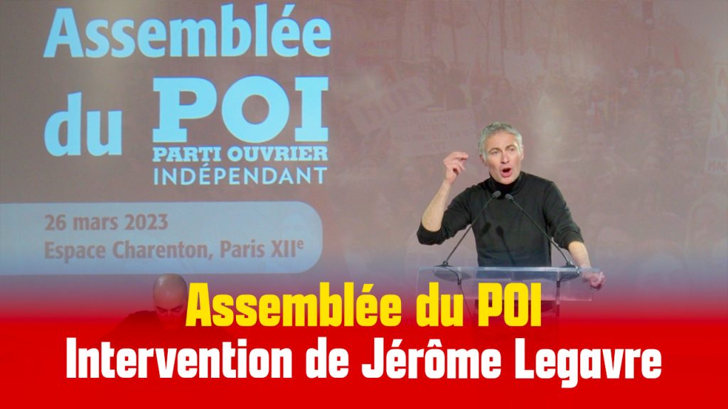 Jérôme Legavre, député LFI-Nupes, militant du POI, intervenant à l'Assemblée du Parti Ouvrier Indépendant, le 26 mars 2023 à Paris.